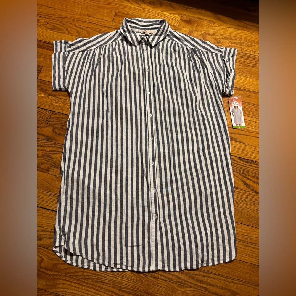 Striped Button-Down Women's Swim Coverup